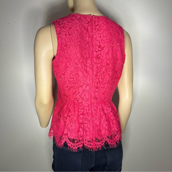 J Crew Pink Lace Peplum Sleeveless Tank Top with Scalloped Edges Women’s Size 4 - Picture 3 of 6